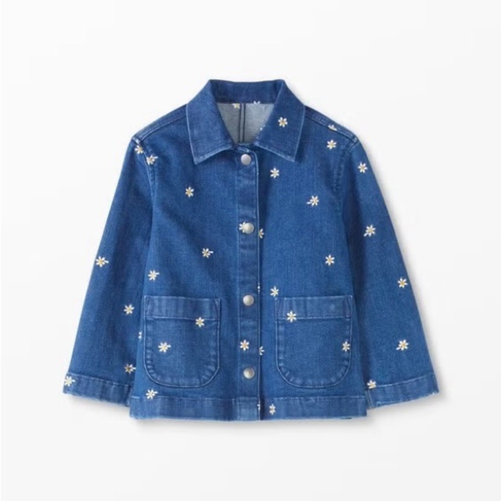 Denim Jacket with Floral Embroidery